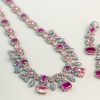Conjunto de Semijoias – Elegância Floral em Tons Rosa e azul