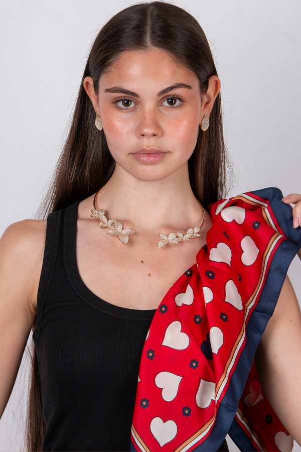 Conjunto Folhas Cravejadas – Banho de Ouro 18K