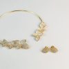 Conjunto Folhas Cravejadas – Banho de Ouro 18K