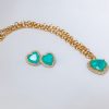 Conjunto de Semijoias Banho Ouro 18k com Pingente Coração Esmeralda Fusion