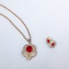 Conjunto de Semijoia Banhado a Ouro 18K com Pedra Fusion cor Rubi