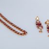 Conjunto de Semijoia Banhada a Ouro 18K com Colar Riviera cor Rubi