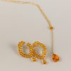Conjunto de Semijoia c/ Banho Ouro 18K e Zircônias cor laranja