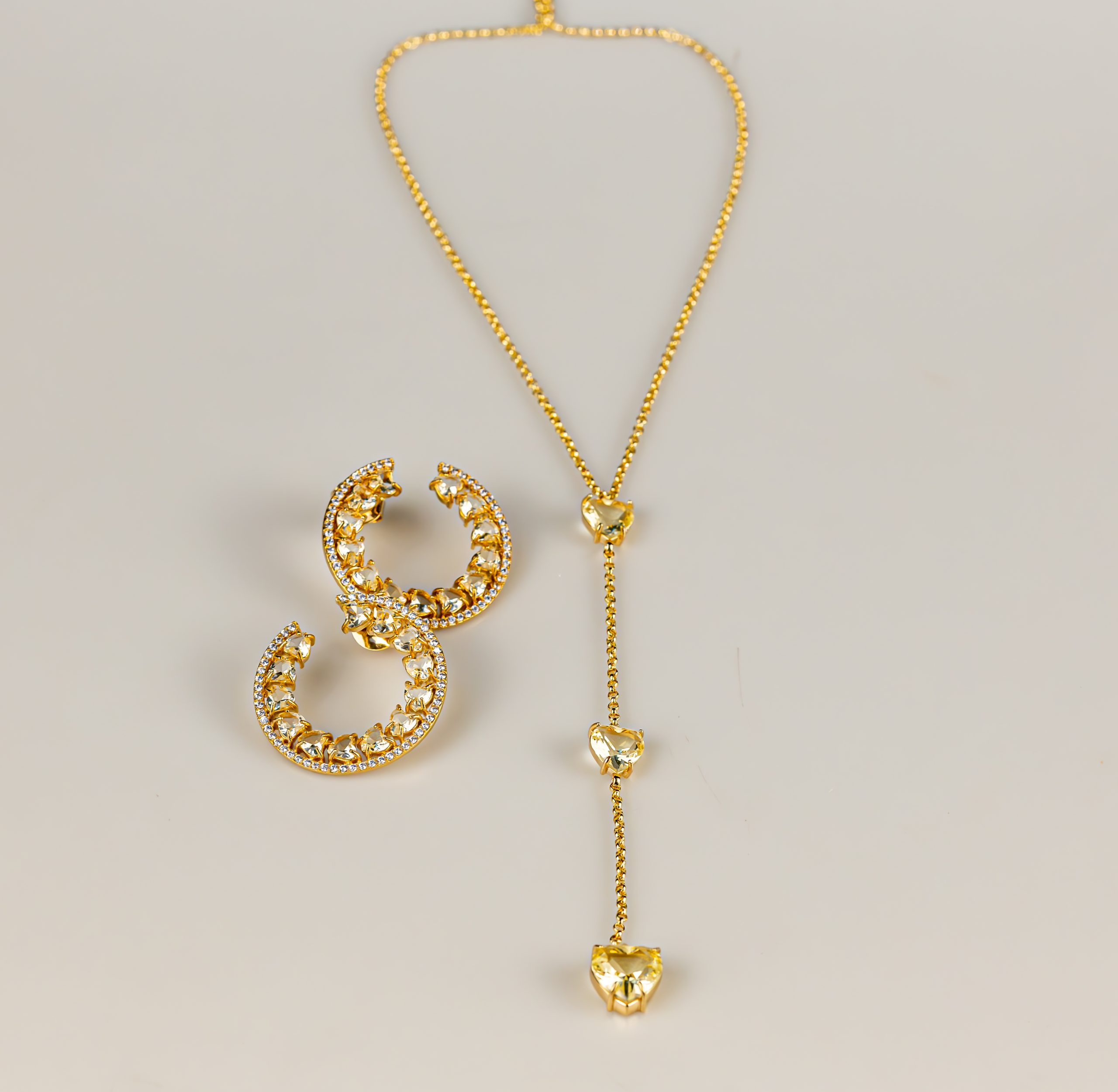 Conjunto Banhado a ouro 18k com Zircónias Citrino