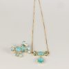 Conjunto Banhado Ouro 18k com Zircônia Azul